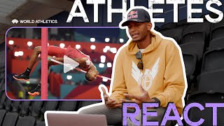 Mutaz Barshim reacts to iconic 2019 home crowd high jump gold medal  Athletes React [upl. by Yrellam189]