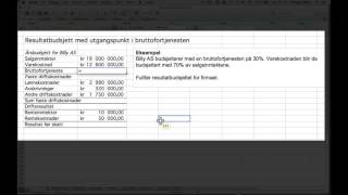 9 Resultatbudsjett 2  utgangspunkt i bruttofortjeneste [upl. by Charles]