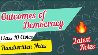 Outcome of Democracy Class 10 CBSE  NCERT Handwritten Notes  SST civics Chapter 5 Notes [upl. by Ares932]