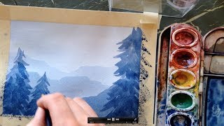 How to paint a simple landscape in watercolor [upl. by Nylhtiak373]