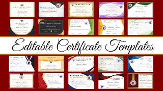 EDITABLE CERTIFICATE TEMPLATES [upl. by Maxwell]