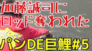 加藤誠司にロッド奪われたチャーリー近藤（笑）秦拓馬は解説＆カメラマン？パンDE巨鯉5 [upl. by Xineohp]