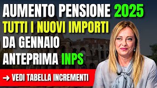 AUMENTO PENSIONI 2025 📈 TUTTI I NUOVI IMPORTI da GENNAIO ANTEPRIMA INPS ➜ VERIFICA TABELLA AUMENTI [upl. by Ahsien]