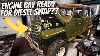 Willys Wagon Chassis Swap To Jeep TDI Diesel Wrangler Engine Bay Ready VW TDI SWAP Willys Ep17 [upl. by Winton]