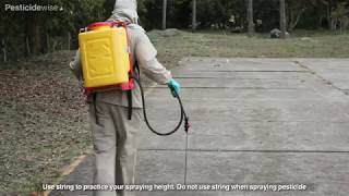 Step 5 of 6  Calibrating your knapsack sprayer for pesticide dose and spray mixwater volume [upl. by Wohlen173]