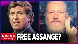 Tucker Carlson VISITS Wikileaks Julian Assange In UK Jail Rising Team Reacts [upl. by Damien]