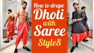 How to Drape Dhoti With Saree style 8 [upl. by Lothario]