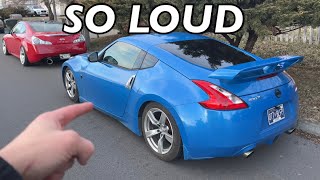 370z Full straight pipe amp Non resonated test pipes Extremely Loud [upl. by Darbie299]