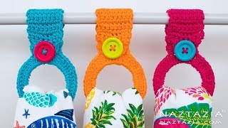 HOW to CROCHET HANGING RING TOWEL HOLDER  Easy Toppers for Kitchen [upl. by Alletsyrc903]