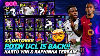 WOW VINCIUS 104 BOCORAN PACK POTW UCL KAMIS 31 OKTOBER EFOOTBALL 2025 MOBILE [upl. by Melantha174]