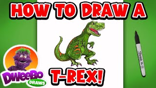 How to Draw a T Rex 🦖 🎨  Dweebo Draws  Educational Videos for kids  Learn to Draw  Learning [upl. by Elgna]