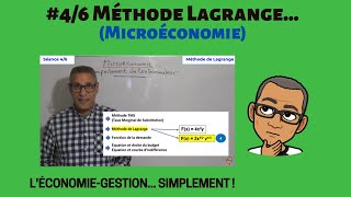 46 Microéconomie  Méthode de LAGRANGE et son multiplicateur [upl. by Etnoj]