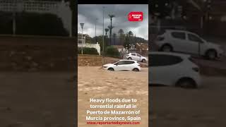 Heavy floods due to torrential rainfall in Puerto de Mazarrón of Murcia province Spain [upl. by Minnaminnie]