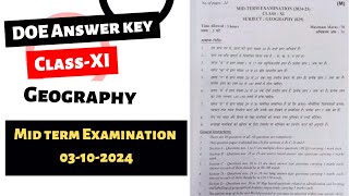 Geography  doe answer key  mid term examination  class 11  doe 03102024 [upl. by Humberto126]