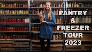 Homestead Pantry Tour amp Freezer Tour  A Years Supply of Food [upl. by Koeninger]