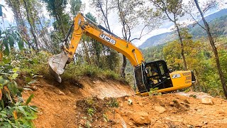 JCB Operator Shows Incredible Skill in Building Narrow Road on Mountainside  JCB  Excavator Planet [upl. by Enner]