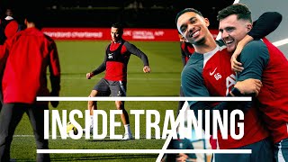 Inside Training Brilliant Goals Skills amp a ThreeShot Challenge  Liverpool FC [upl. by Yelrac]