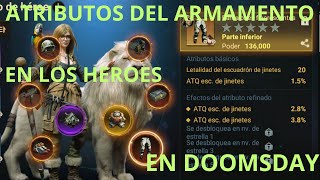 LOS ATRIBUTOS DE LA ROPA DE LOS HEROES EN DOOMSDAYS  EN ESPAÑOL 😎 [upl. by Urias]