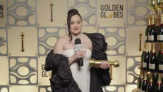 Lily Gladstone  81st Golden Globes Winners Backstage Interview [upl. by Silver]