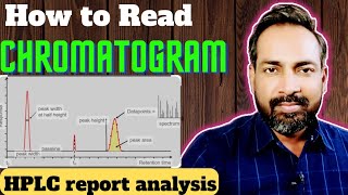 hplc report analysis  HOW TO READ A CHROMATOGRAM StepByStep Guide  Hindi [upl. by Edison]