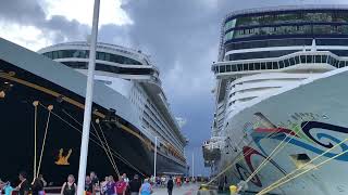 Disney Fantasy  Norwegian Epic Cruise Ships Side by Side Size Comparison Length Tons Passengers [upl. by Nonnek]