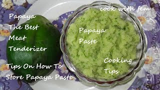 Papaya  The Natural Meat Tenderizer  Tips On How To Store Papaya Paste For A Year  Cook With Fem [upl. by Clardy]