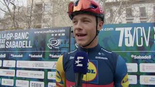 Jonathan Milan  Interview at the start  Stage 1  Volta a la Comunitat Valenciana 2024 [upl. by Manuela]