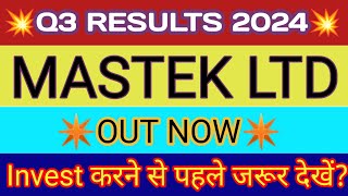 Mastek Q3 Results 2024 🔴 Mastek Results 🔴 Mastek Share Latest News 🔴 Mastek Stock Analysis 🔴 Mastek [upl. by Ayenet274]