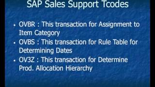 SAP Sales Support Tcodes [upl. by Akirej528]