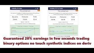 Guaranteed 20 earnings in few seconds trading binary options no touch synthetic indices on deriv [upl. by Beckie]