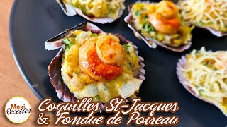 Coquilles SaintJacques et Fondue de Poireau Recette Facile et Rapide [upl. by Gnov]