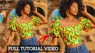 BUSTIER CROP TOP Cutting and Sewing  Easy tutorial for beginners [upl. by Trebornhoj6]