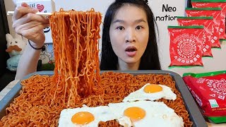 NEW Sriracha Fire Noodles 4 Packets of Samyang Spicy Ramen  Eating Show Mukbang w Eating Sounds [upl. by Anali124]