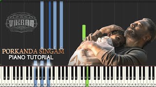 Vikram  Porkanda Singam Piano Tutorial  Kamal Haasan [upl. by Akinuahs]