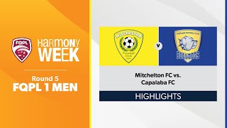 FQPL 1 Men Round 5  Mitchelton FC vs Capalaba FC Highlights [upl. by Jahdol]