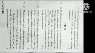 QUANTUM MECHANICS MSc PHYSICS 1st SEM QUESTION PAPER  KURUKSHETRA UNIVERSITY [upl. by Dlareg]