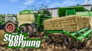 LS17 STROHBERGUNG Preview der Geräte mit Strohpellets und Krone Ballenpresse Straw Harvest deutsch [upl. by Yesdnil481]