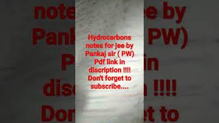 hydrocarbons notes by Pankaj sir for jee advance pdf link in discription jee short iit [upl. by Gerri287]