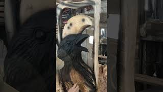 Half Moon Raven Sculpture  Amazing Wood Carving [upl. by Mchail]