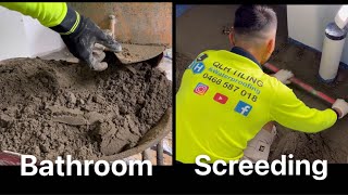 How to screedbedding bathroom floorshower professionallyDIY beginner tutorialsflooringscreed [upl. by Anidal479]