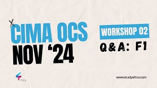 CIMA Operational Case Study OCS November 2024 BackOffice  Workshop 02 F1 [upl. by Hailed647]