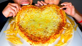 ASMR HEART SHAPED PIZZA VALENTINES WIFE EATING CHALLENGE PIZZA amp FRIES MUKBANG  NO TALKING [upl. by Portugal912]