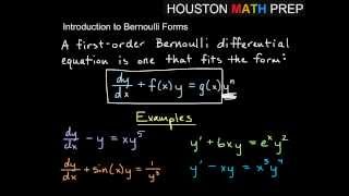 Bernoulli First Order Equations  Intro [upl. by Yevre]