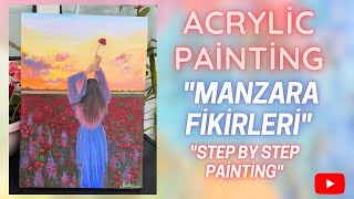 Akrilik Boya ile Manzara Resmi akrilikboya akrilik acrylicpainting acrylicart artist art [upl. by Nicoline]