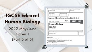 2022 MayJune Paper 1 IGCSE Human Biology 4HB1  Part 3 of 3 Q7Q9 [upl. by Heddie]