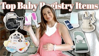 TOP BABY ITEMS IM PUTTING ON MY REGISTRY  Newborn Essentials 2023  Pregnancy After Infertility [upl. by Lyrpa]