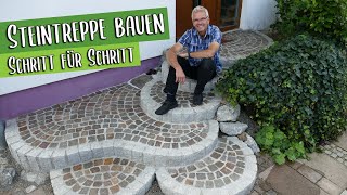 SteinTreppe selbst bauen  Palisaden setzen einfach erklärt  Balkon Garten Tiere [upl. by Atnoved98]