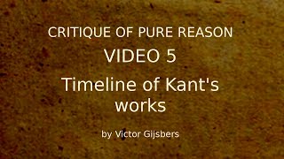 Kants Critique of Pure Reason  Video 5 Timeline of Kants Works [upl. by Mable]