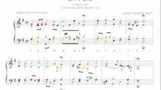 Bach Chorale BWV 318 Harmonic analysis with colored notes Gottes Sohn ist kommen [upl. by Clintock]