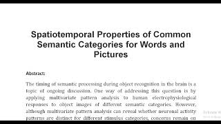 Spatiotemporal Properties of Common Semantic Categories for Words and Pictures [upl. by Vaughan202]